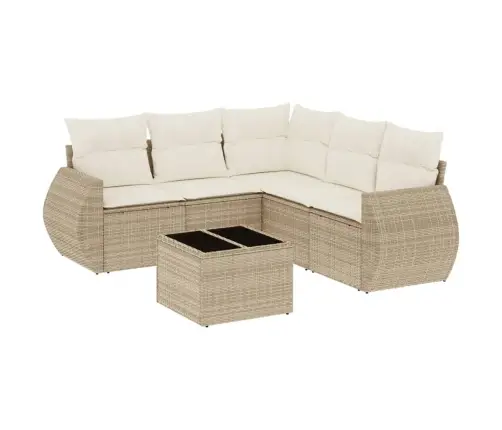 6-Daļīgs Dārza Dīvāna Komplekts, Matrači, Bēša Pe Rotangpalma Vidaxl