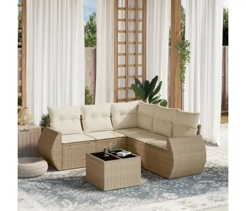 6-Daļīgs Dārza Dīvāna Komplekts, Matrači, Bēša Pe Rotangpalma Vidaxl