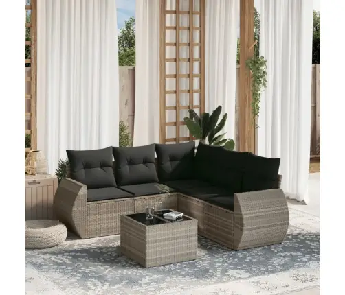 6-Daļīgs Dārza Dīvānu Komplekts,Matrači, Gaiši Pelēka Pe Pinums Vidaxl