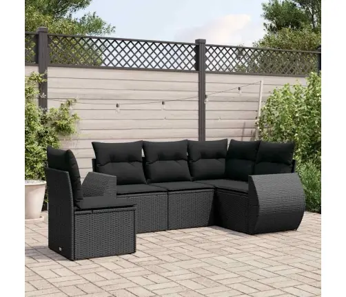 Sodo Komplektas Su Pagalvėlėmis, 5 Dalių, Juodas, Poliratanas