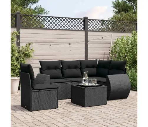 6-Daļīgs Dārza Dīvāna Komplekts, Matrači, Melna Pe Rotanpalma Vidaxl