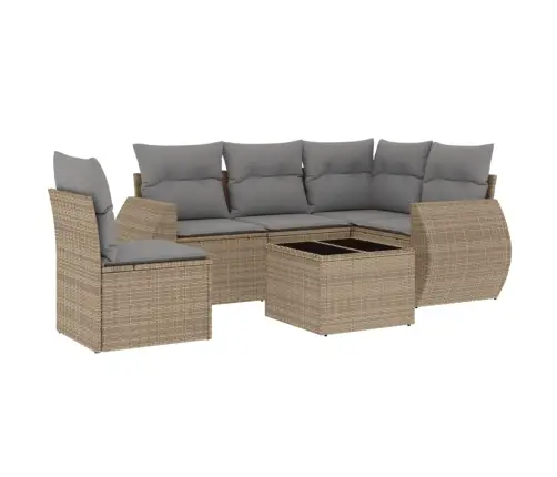 6-Daļīgs Dārza Dīvāna Komplekts, Matrači, Bēša Pe Rotangpalma Vidaxl