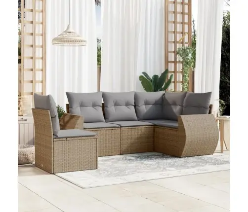 6-Daļīgs Dārza Dīvāna Komplekts, Matrači, Bēša Pe Rotangpalma Vidaxl