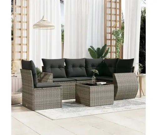 6-Daļīgs Dārza Dīvāna Komplekts Ar Matračiem, Pelēks Pe Pinums Vidaxl