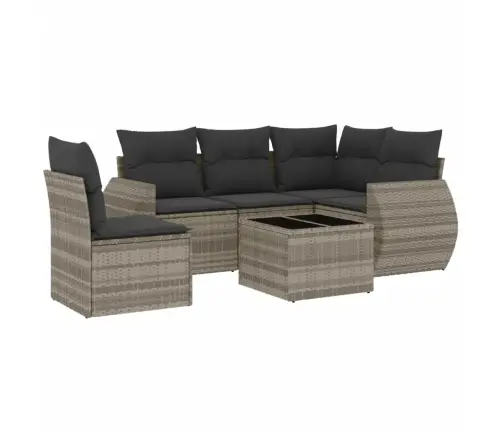 6-Daļīgs Dārza Dīvānu Komplekts,Matrači, Gaiši Pelēka Pe Pinums Vidaxl