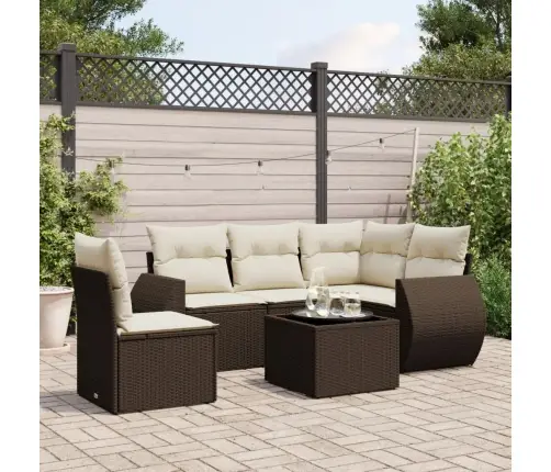 6-Daļīgs Dārza Dīvānu Komplekts, Matrači, Brūna Pe Rotangpalma Vidaxl