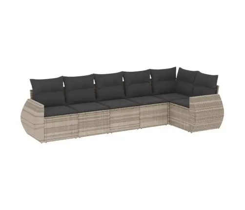 6-Daļīgs Dārza Dīvānu Komplekts,Matrači, Gaiši Pelēka Pe Pinums Vidaxl