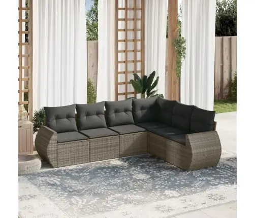 6-Daļīgs Dārza Dīvāna Komplekts Ar Matračiem, Pelēks Pe Pinums Vidaxl