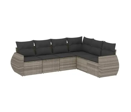 6-Daļīgs Dārza Dīvānu Komplekts,Matrači, Gaiši Pelēka Pe Pinums Vidaxl