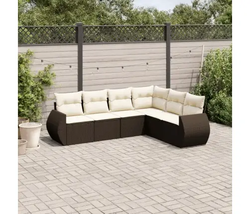 6-Osaline Aiamööblikomplekt Patjadega, Pruun, Polürotang