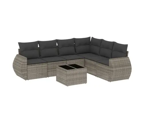 7-Daļīgs Dārza Dīvāna Komplekts, Matrači, Pelēka Pe Rotangpalma Vidaxl