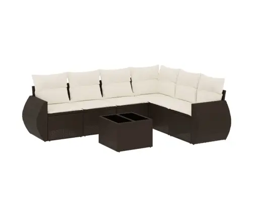 7-Daļīgs Dārza Dīvānu Komplekts, Matrači, Brūna Pe Rotangpalma Vidaxl