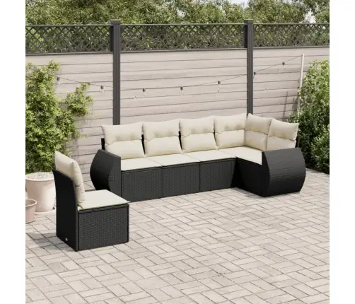 6-Daļīgs Dārza Dīvāna Komplekts, Matrači, Melna Pe Rotanpalma Vidaxl