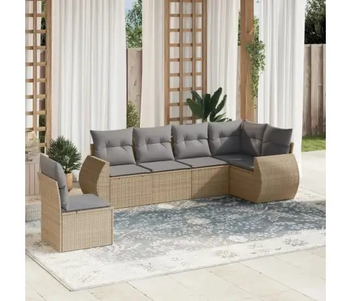 6-Daļīgs Dārza Dīvāna Komplekts, Matrači, Bēša Pe Rotangpalma Vidaxl