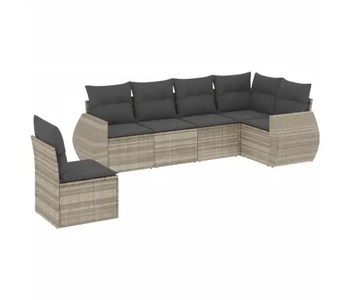 6-Daļīgs Dārza Dīvānu Komplekts,Matrači, Gaiši Pelēka Pe Pinums Vidaxl