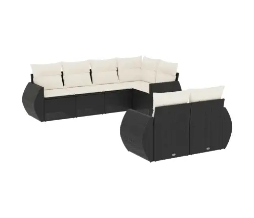 7-Daļīgs Dārza Dīvāna Komplekts Ar Matračiem, Melna Pe Vidaxl