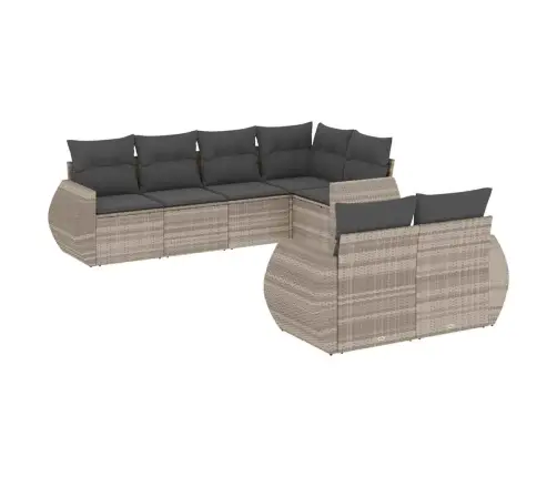 Sofos Komplektas Su Pagalvėlėmis, 7 Dalių, Pilkas, Poliratanas