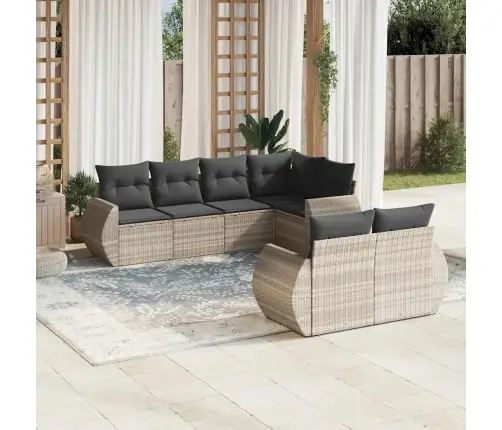 Sofos Komplektas Su Pagalvėlėmis, 7 Dalių, Pilkas, Poliratanas