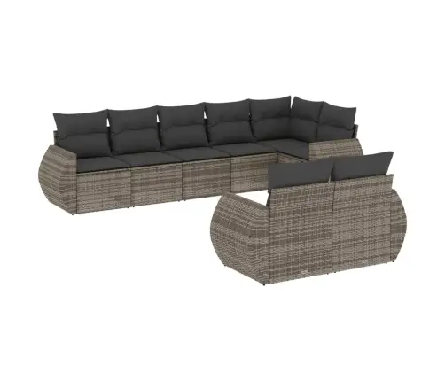 8-Daļīgs Dārza Dīvāna Komplekts Ar Matračiem, Pelēks Pe Pinums Vidaxl