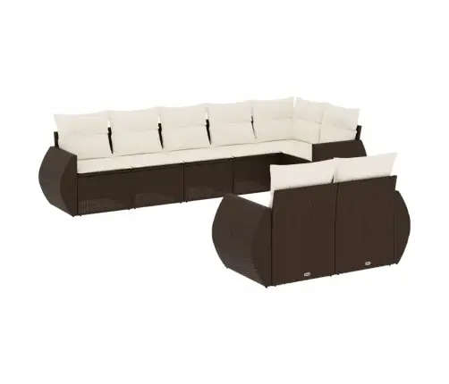 Sodo Komplektas Su Pagalvėlėmis, 8 Dalių, Rudas, Poliratanas