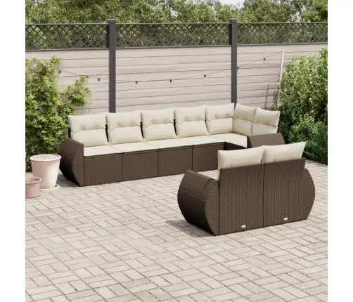 Sodo Komplektas Su Pagalvėlėmis, 8 Dalių, Rudas, Poliratanas