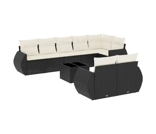 9-Daļīgs Dārza Dīvāna Komplekts, Matrači, Melna Pe Rotangpalma Vidaxl