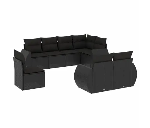8-Daļīgs Dārza Dīvāna Komplekts, Matrači, Melna Pe Rotangpalma Vidaxl