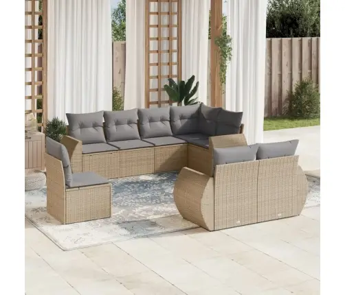 Sofos Komplektas Su Pagalvėlėmis, 8 Dalių, Smėlio, Poliratanas