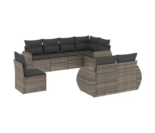 Sodo Komplektas Su Pagalvėlėmis, 8 Dalių, Pilkas, Poliratanas