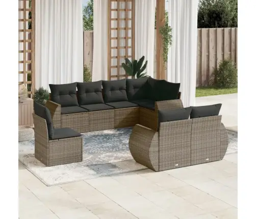 Sodo Komplektas Su Pagalvėlėmis, 8 Dalių, Pilkas, Poliratanas