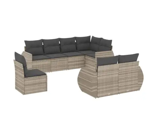 Sodo Komplektas Su Pagalvėlėmis, 8 Dalių, Pilkas, Poliratanas