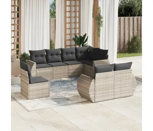 Sodo Komplektas Su Pagalvėlėmis, 8 Dalių, Pilkas, Poliratanas