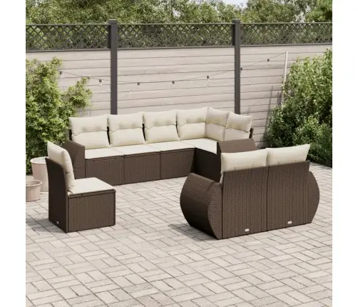 Sodo Komplektas Su Pagalvėlėmis, 8 Dalių, Rudas, Poliratanas