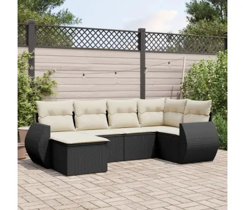 6-Daļīgs Dārza Dīvāna Komplekts, Matrači, Melna Pe Rotanpalma Vidaxl