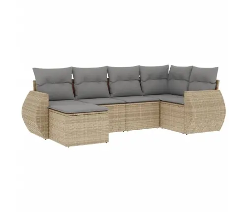 6-Daļīgs Dārza Dīvāna Komplekts, Matrači, Bēša Pe Rotangpalma Vidaxl