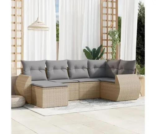 6-Daļīgs Dārza Dīvāna Komplekts, Matrači, Bēša Pe Rotangpalma Vidaxl