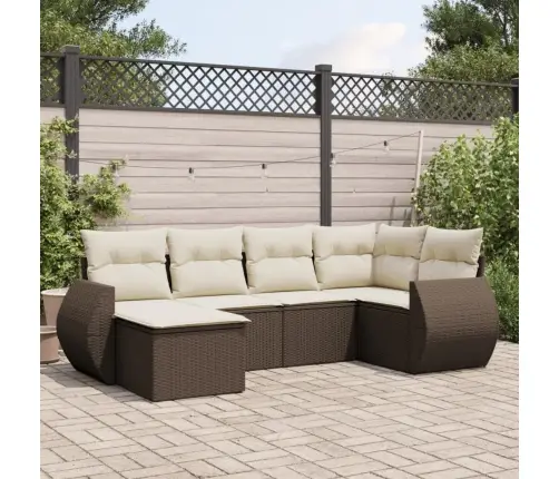 6-Osaline Aiamööblikomplekt Patjadega, Pruun, Polürotang