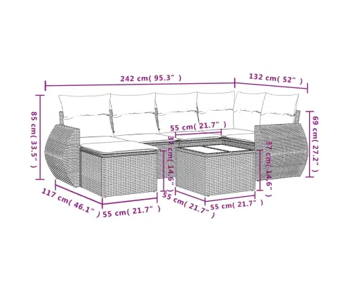 7-Osaline Aiadiivani Komplekt Patjadega, Must, Polürotang