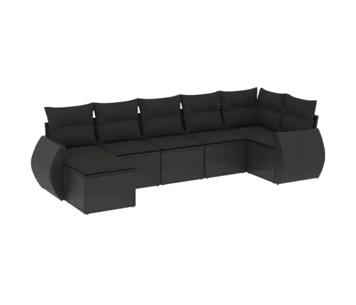 7-Daļīgs Dārza Dīvāna Komplekts Ar Matračiem, Melna Pe Vidaxl