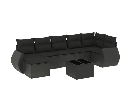 8-Daļīgs Dārza Dīvāna Komplekts, Matrači, Melna Pe Rotangpalma Vidaxl