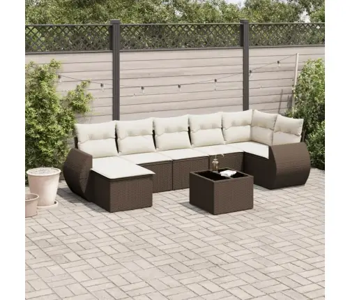 Sodo Komplektas Su Pagalvėlėmis, 8 Dalių, Rudas, Poliratanas