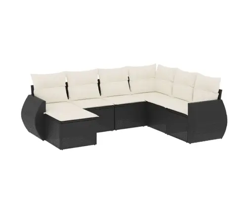 7-Daļīgs Dārza Dīvāna Komplekts Ar Matračiem, Melna Pe Vidaxl