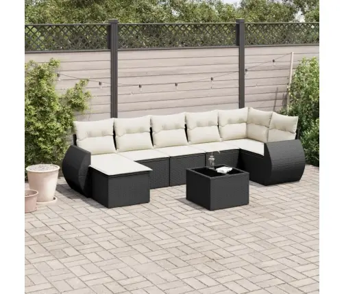 7-Daļīgs Dārza Dīvāna Komplekts Ar Matračiem, Melna Pe Vidaxl