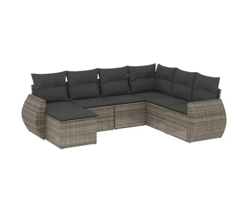 Sofos Komplektas Su Pagalvėlėmis, 7 Dalių, Pilkas, Poliratanas