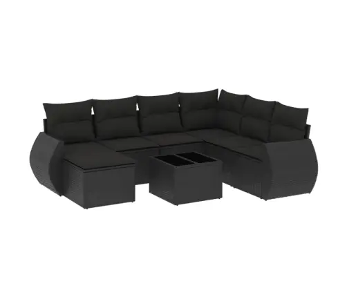 8-Daļīgs Dārza Dīvāna Komplekts, Matrači, Melna Pe Rotangpalma Vidaxl