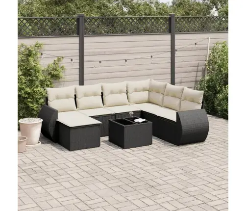 8-Daļīgs Dārza Dīvāna Komplekts, Matrači, Melna Pe Rotangpalma Vidaxl