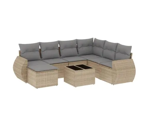 Sofos Komplektas Su Pagalvėlėmis, 8 Dalių, Smėlio, Poliratanas