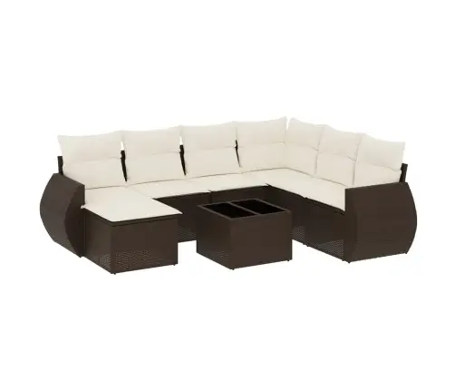 8-Daļīgs Dārza Dīvānu Komplekts, Matrači, Brūna Pe Rotangpalma Vidaxl