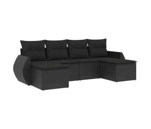 6-Daļīgs Dārza Dīvāna Komplekts, Matrači, Melna Pe Rotanpalma Vidaxl