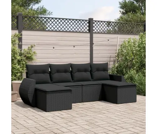 6-Daļīgs Dārza Dīvāna Komplekts, Matrači, Melna Pe Rotanpalma Vidaxl